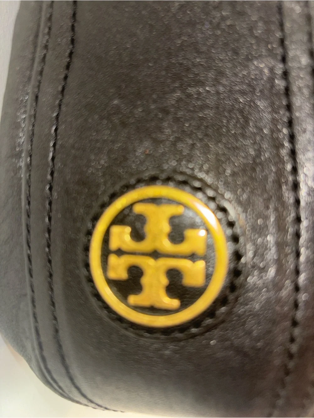 Tory Burch Black Leather Messenger with Gold Hardware